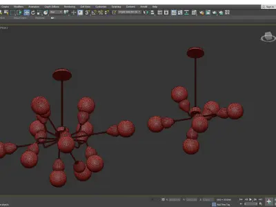 FABRON modern chandelier - gold and glass balls Low-poly 3D model