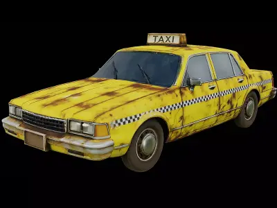 Rusted Vintage Taxi Weathered Classic Cab Game Ready PBR Low-poly 3D model