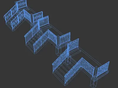 metal railings Low-poly 3D model