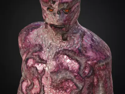 Rigged Zombie Character Low-poly 3D model