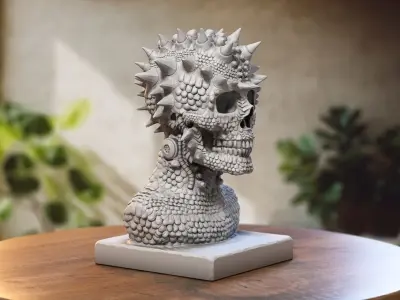 Robot Skull dragon bust Cyborg skull dragon 3D print model