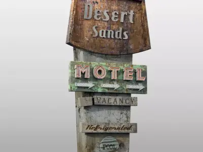 Wheatered Motel Sign 3D model