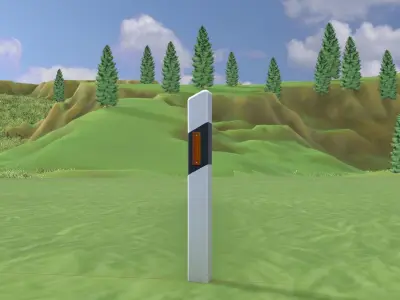 Delineator posts with yellow-orange reflectors L Low-poly 3D model