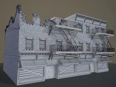 Ruined NYC Buildings Low-poly 3D model