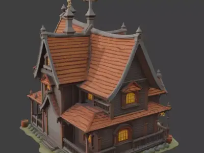 Stylized Medieval Wooden House 3D model