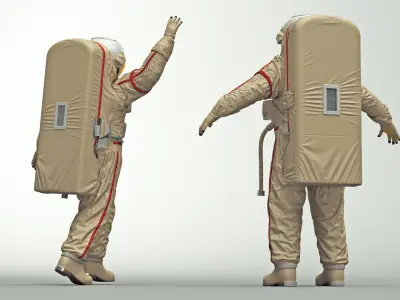  Astronaut Space Suit Orlan MK Rigged for Maya 