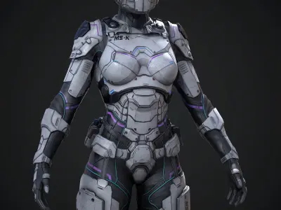 Female Sci-fi Soldier Low-poly 3D model