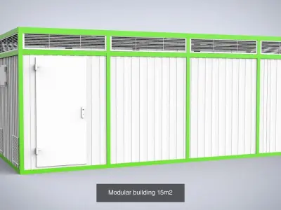 Four Modular buildings 15m2 3D Model Pack