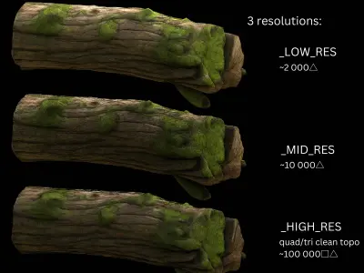 Tree Trunks Pack Low-poly 3D model