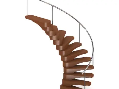 Wooden Spiral Stairs 5 3D model