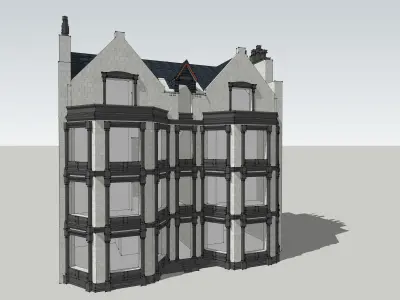 House-3 building with windows and balconies 3D model