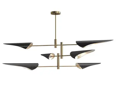 Black Metal Modern Pendant Lighting Fixtures Sputnik Hanging  Low-poly 3D model