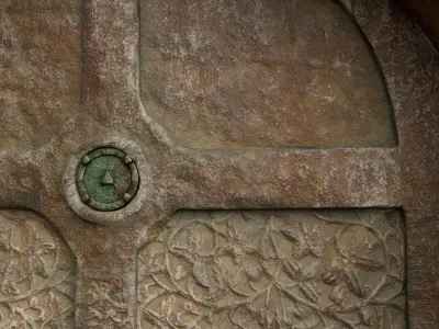 RedStone Door with Ornaments Low-poly 3D model