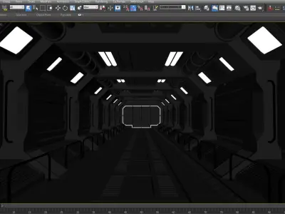 SCI FI INTERIOR SCENE SPACE SHIP CORRIDOR Low-poly 3D model