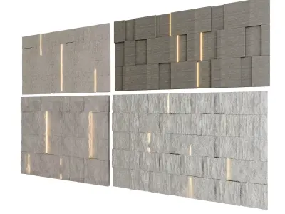 3D model of outdoor stone background wall 3D model