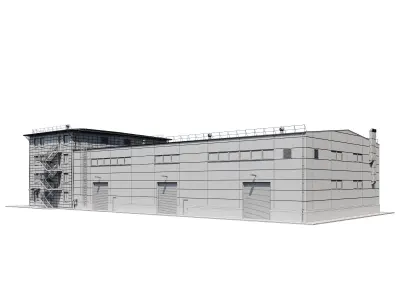 Factory building V2 3D model