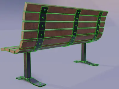 Street bench  Low-poly 3D model