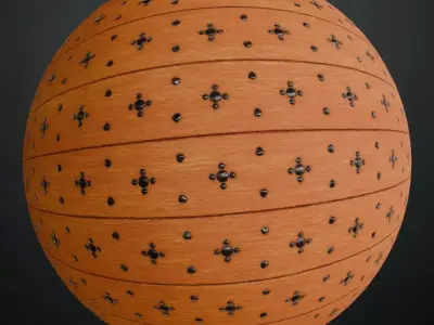 Medieval Horizontal Wood Planks with Iron Floral Studs PBR  Texture