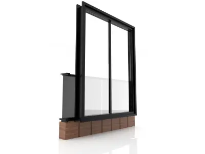 Window balcony with glass door 3D model