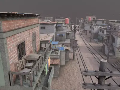 Favela Slum City Houses Huts Shelter Low-poly 3D model