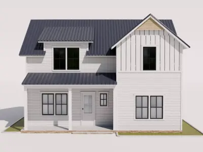 Farmhouse Style House Low-poly 3D model