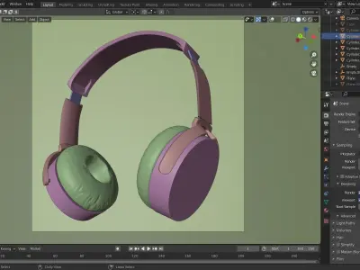 sony headphones with procedural textures 3D model