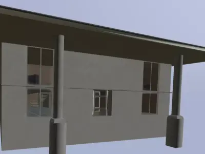 Tribunal house with two windows and roof Low-poly 3D model
