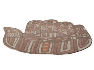 Chaya Berry Spice Area Rug - Distressed Medallion Motif Low-poly 3D model