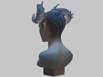 Ethereal Fantasy Demon Woman Girl Head Bust Low-poly 3D model