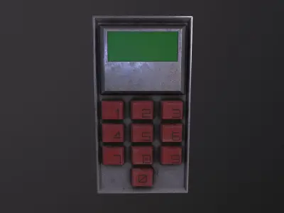 Keypad 3D Model metal device with buttons Low-poly 3D model