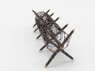 Low Poly Barb Wire Obstacle Low-poly 3D model