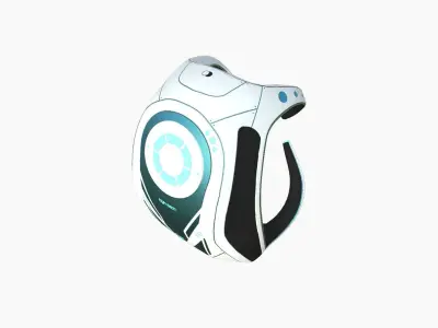 SciFi Backpack G04 White Blue - Fashion Character Design Low-poly 3D model
