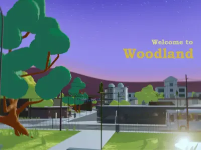 Woodland town Low-poly 3D model