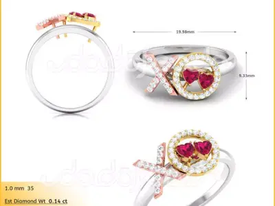 DIAMONDS RING -WITH HEART DOC-R8172 3D print model