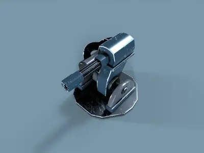 Sci-fi Gatling Turret game ready 3D Model Low-poly 3D model
