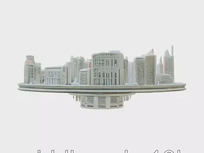 Futuristic Cyberpunk City District Model Low-poly 3D model