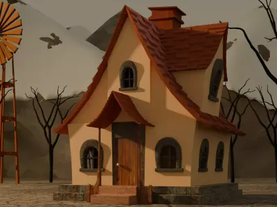 Alpine Cottage Low-poly 3D model