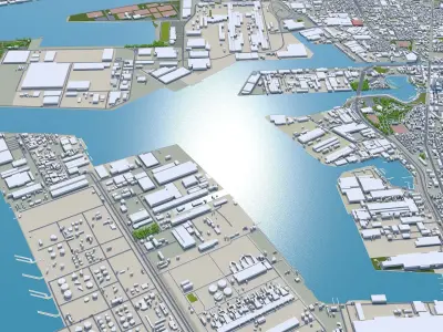 Sakai Japan 50km Low-poly 3D model