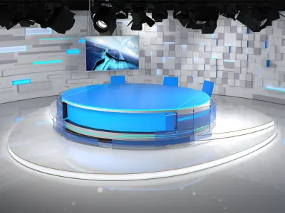 Virtual TV Studio 02 PBR Low-poly 3D model