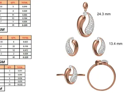 Light wt Ring Earrings Pendant set stl jcd 1-render details 3D print model 45