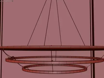 Layered Circular Pendant Light with Turquoise Accent 3D model