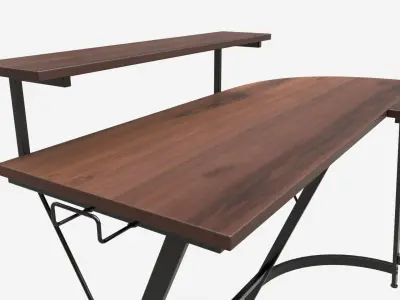 Desk with Monitor Stand Drawer 3D model