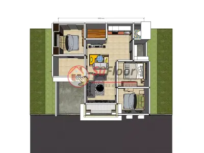 House 9x9m code 587 - Sketchup 3D model 3D model 3D model