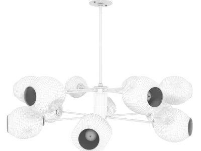 Chandelier with glass globes hanging from ceiling 3D model