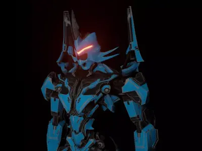 Gundam robot holding sword Low-poly 3D model