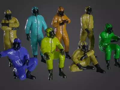 Man in BioSuit with Poses Low-poly 3D model