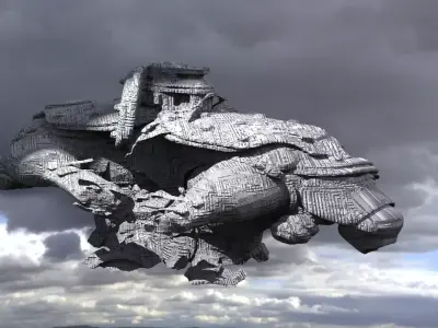 Prometheus style Ship architecture low Polly 3D model