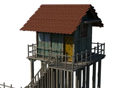 Low Poly Lake House Low-poly 3D model