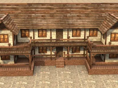 village house medieval time house 3d low poly Low-poly 3D model