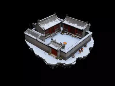  courtyard snow scenery 3D model